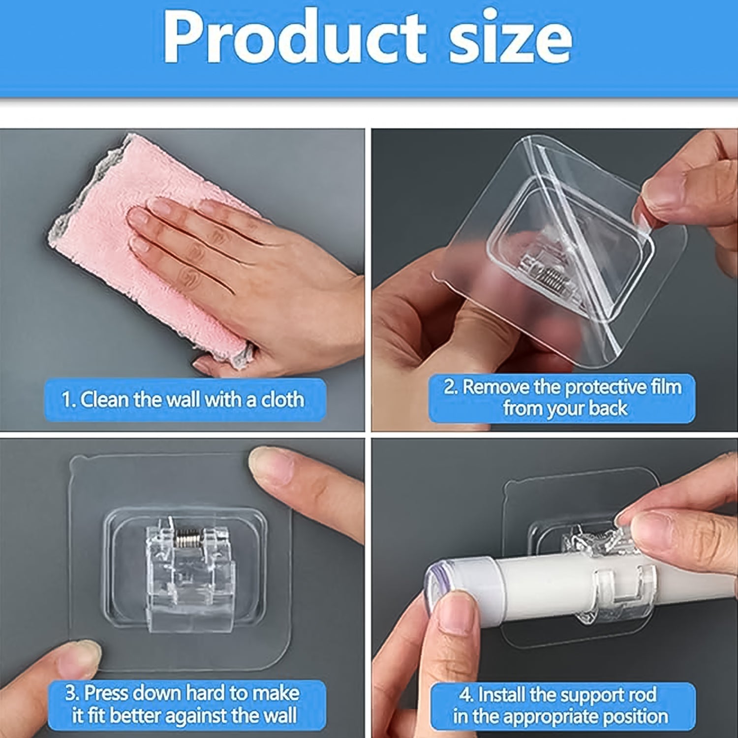 Self-Adhesive Transparent Wall with Spring-Loaded Anti-Slip Clip (1 Pc) Self-Adhesive Transparent Wall with Spring-Loaded Anti-Slip Clip (1 Pc)